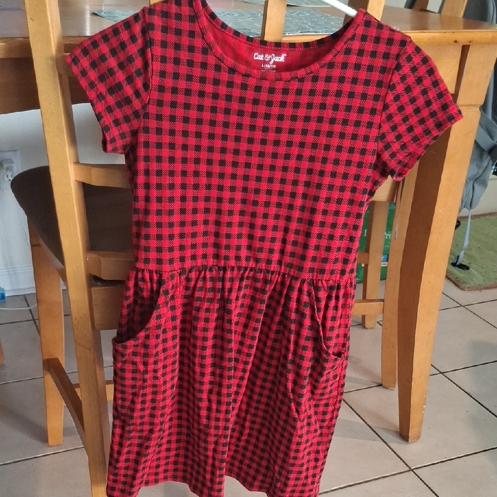 Cat & Jack Red Plaid Kids Dress